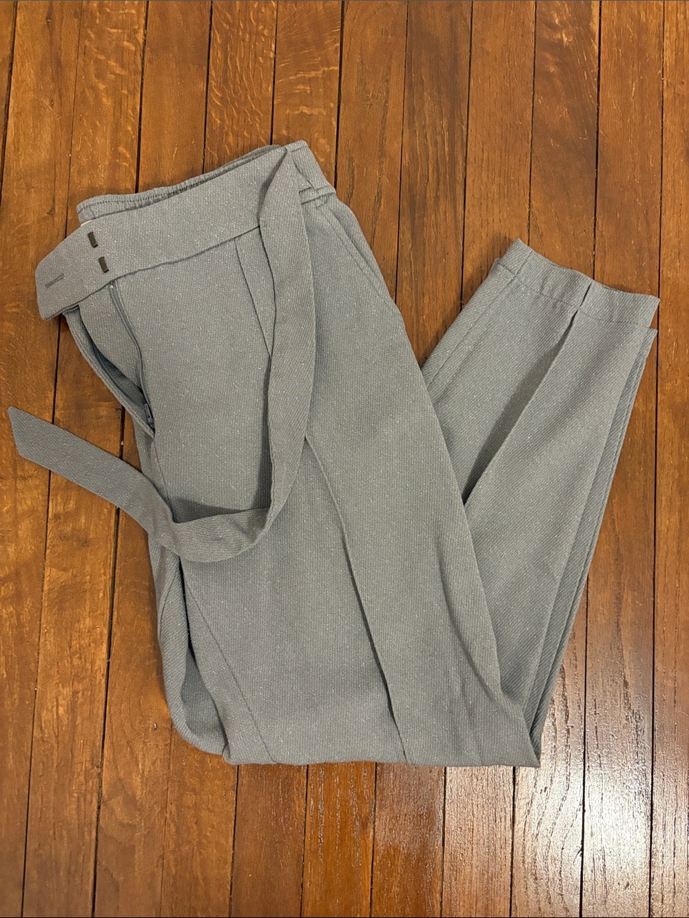 LOFT Light Gray Women's Trousers with Waist Tie